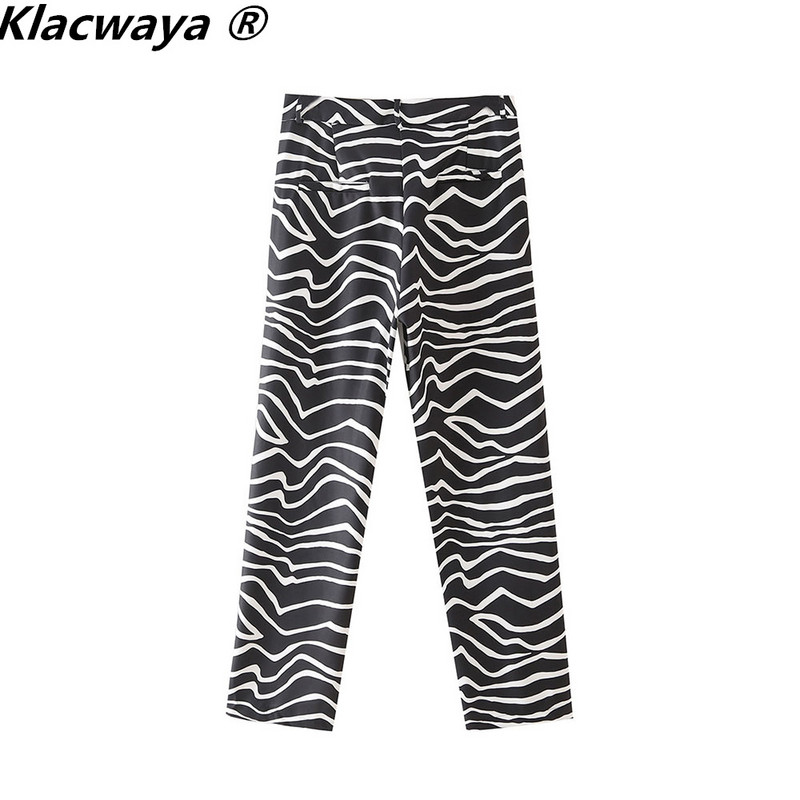Klacwaya Costum Femei Set Imprimare Zebra Femeie 2 Piese Set Blazer cu Un singur Buton Cu Pantaloni Femei Casual Costume Pantaloni