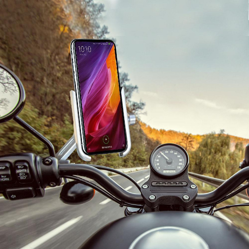 Suport pentru telefon mobil pentru motociclete Oglinda retrovizoare Din aliaj de aluminiu Suport rotativ de navigare pentru motocicleta Echipament de calarie