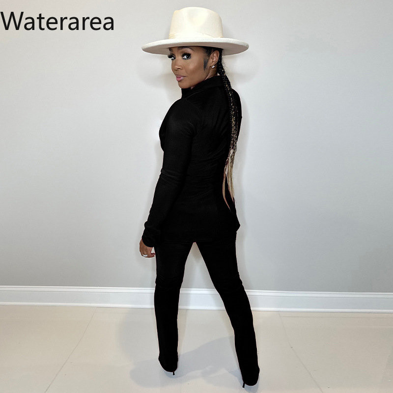Waterarea Sexy Femei Un Buton Blazer Costum și Pantaloni Toamnă Iarnă 2022 OL Streetwear Moda Două 2 Piese Set Tinuta Trening