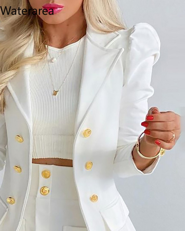 Waterarea modno jednobojno žensko odijelo za uredske dame s gumbima Seksi dvodijelni komplet sa jaknom s punim rukavima + mini suknja odijelo Novo proljeće