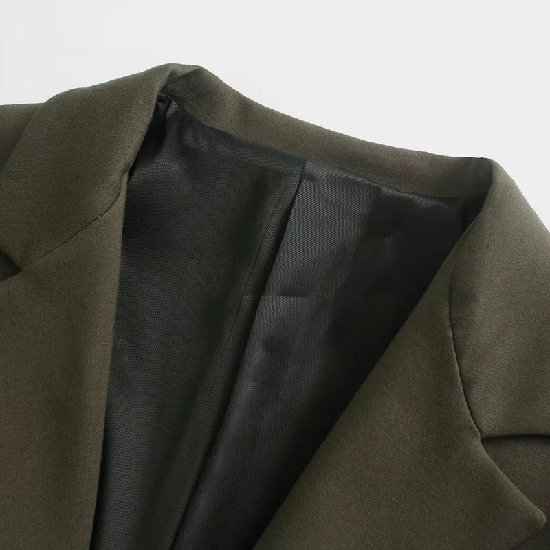 XEASY 2021 Дамски комплект от две части, плътен ретро офис дама, тънък блейзър със скрити гънки на гърдите, женски костюми с панталон с молив с висока талия