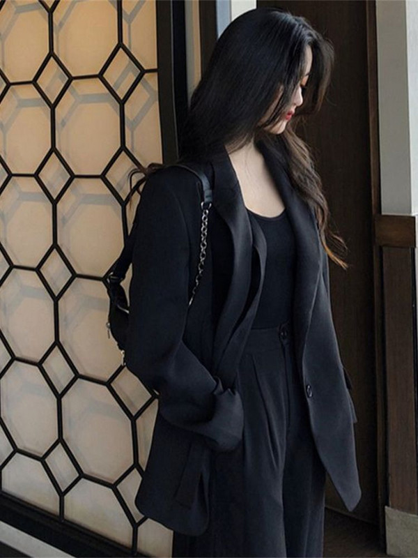 Femei Elegant Office Lady Set Două Piese Set Blazer Set Costum Jachetă Casual Drept Nou Casual Pantaloni Solid Costume