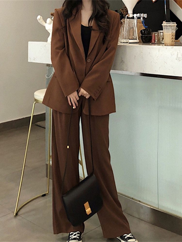 Femei Elegant Office Lady Set Două Piese Set Blazer Set Costum Jachetă Casual Drept Nou Casual Pantaloni Solid Costume