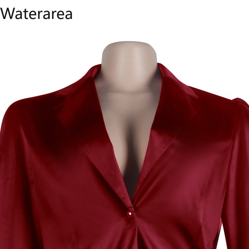 Waterarea Дамски плътен дамски комплект Анцуг Ежедневен блейзър с пълни ръкави Костюм с панталон Моден тънък комплект от две части секси тоалет