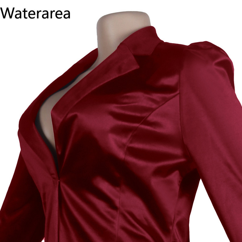 Waterarea Дамски плътен дамски комплект Анцуг Ежедневен блейзър с пълни ръкави Костюм с панталон Моден тънък комплект от две части секси тоалет