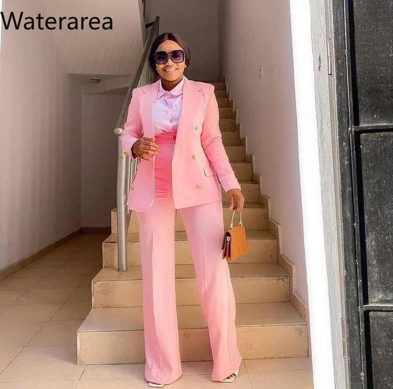 Waterarea Есен Зима Дамски плътен комплект Комплект от две части Офис костюм XL-2XL Екипировки Блейзър Ежедневни широки панталони Комплект панталони