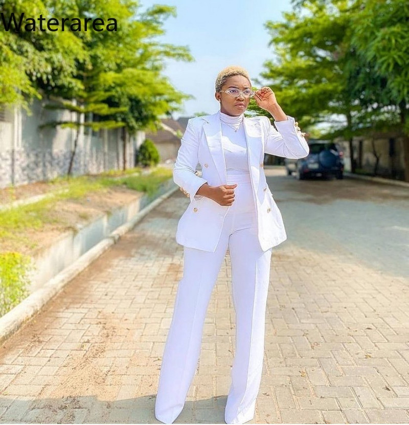 Waterarea Есен Зима Дамски плътен комплект Комплект от две части Офис костюм XL-2XL Екипировки Блейзър Ежедневни широки панталони Комплект панталони