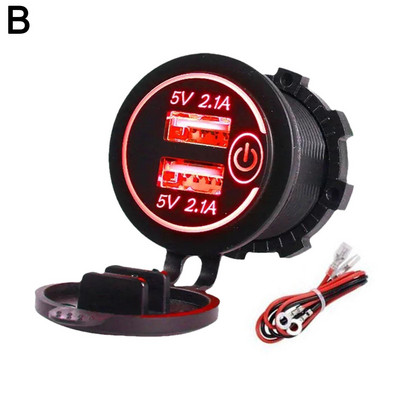 12V/24V motorkerékpár gyorstöltő 3.0 dupla USB autós töltő aljzat kapcsoló vízálló gyorstöltő aljzat elektromos öngyújtó