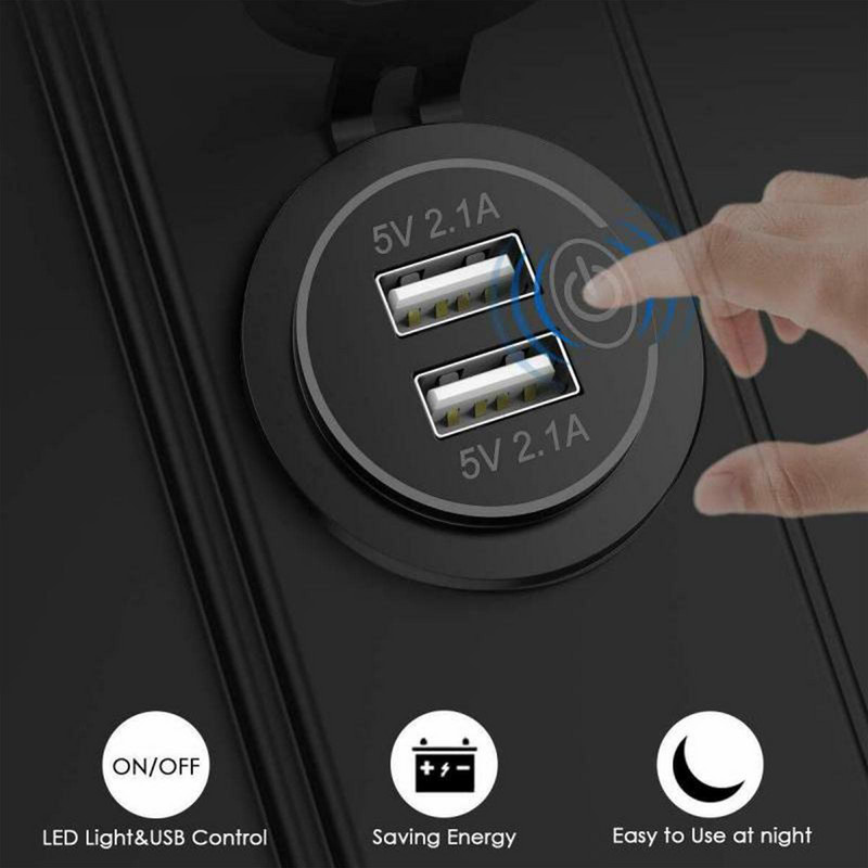 12V/24V Motocicletă Încărcare Rapidă 3.0 Dual USB Încărcător de mașină Priză Comutator Impermeabil Încărcător rapid Priză Brichetă electrică