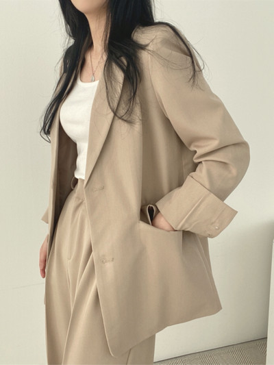 HziriP Fashion Lady Chic kétrészes szettek Őszi bő blézerek Elegáns öltönyök Egyenes formális Solid 2022 OL Magas derekú nadrágok