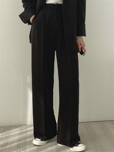 HziriP Fashion Lady Chic kétrészes szettek Őszi bő blézerek Elegáns öltönyök Egyenes formális Solid 2022 OL Magas derekú nadrágok