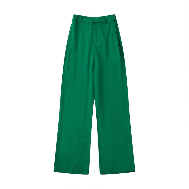 Pantaloni blazer pentru femei Set 2 piese Toamna 2022 Verde Elegant Jachetă cu mânecă lungă Pantaloni largi Costum Set 2 piese INKEO 2O216