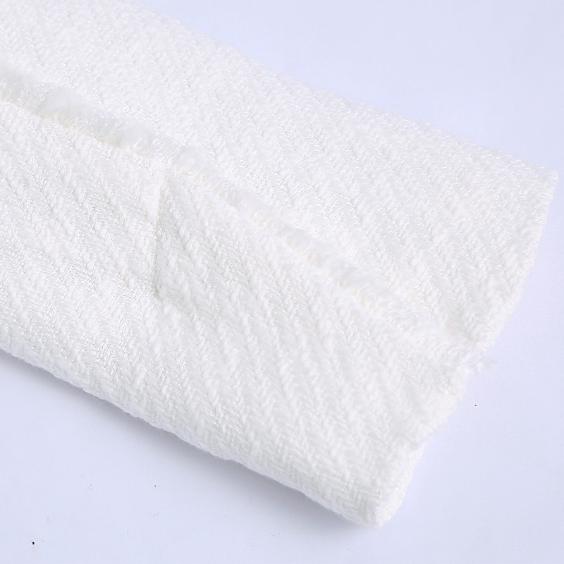 Sacou și pantaloni scurți de toamnă pentru femei, din tweed alb, costum 2022, noua modă, haină crop, îmbrăcăminte cu mânecă lungă, set 2 piese INKEO 2T101