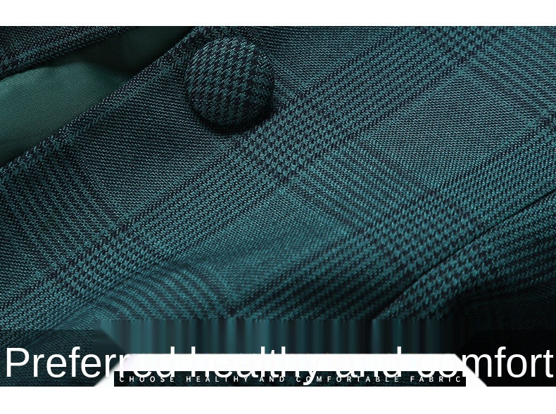 Дамски бизнес костюм Комплект от две части Есенен и зимен темперамент Кариран дамски блейзър с дълъг ръкав Панталон с висока талия