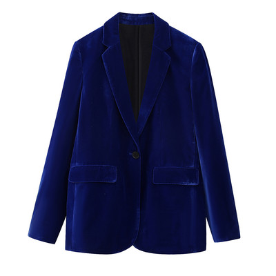 Vintage Velvet blézer és nadrág Női 2023 Új kék Wede lábú nadrág Office női 2 részes öltöny tavaszi elegáns üzleti INKEO 2O377