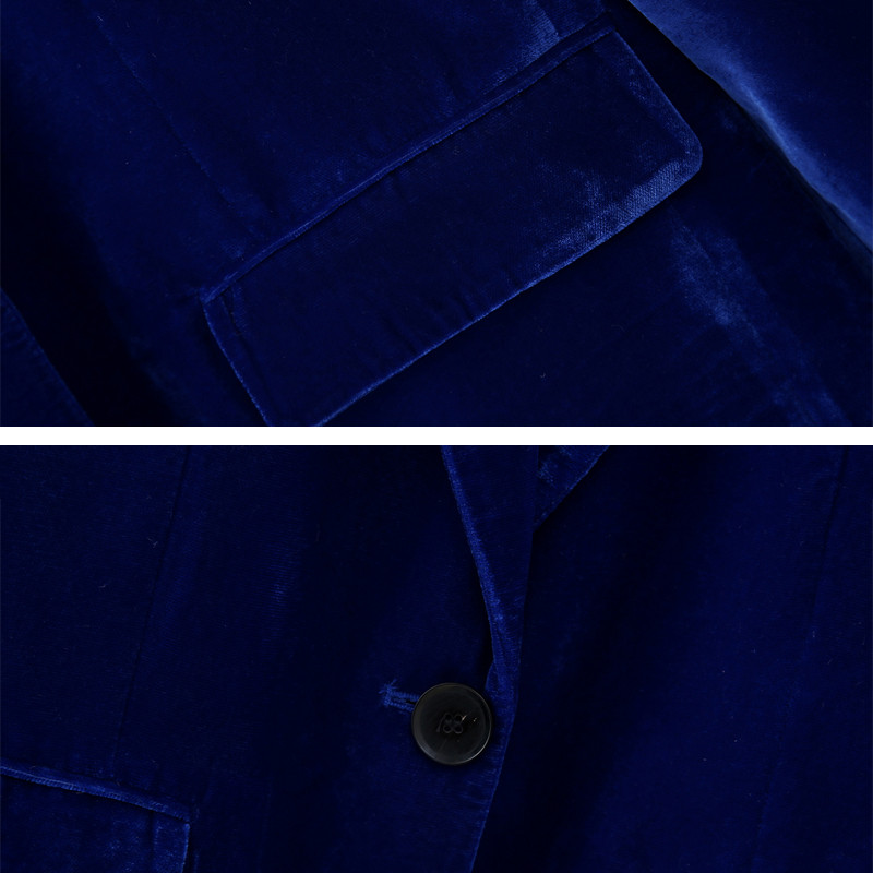 Винтидж кадифен блейзър и панталони Дамски 2023 г. Нови сини панталони Wede Офис дамски костюм от 2 части Пролетен елегантен бизнес INKEO 2O377