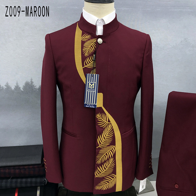 2022 Moda Nouă Bărbați Casual Boutique Chinezesc Guler Stand Tunica Design Costum Set 2 Piese Blazere Jachetă Mantoă Pantaloni Pantaloni