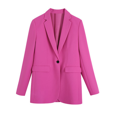 Розов дамски комплект от 2 части Блейзър и панталон 2022 Ново елегантно сако с едно копче, костюм, прав панталон, панталон, Есен INKEO 2O042