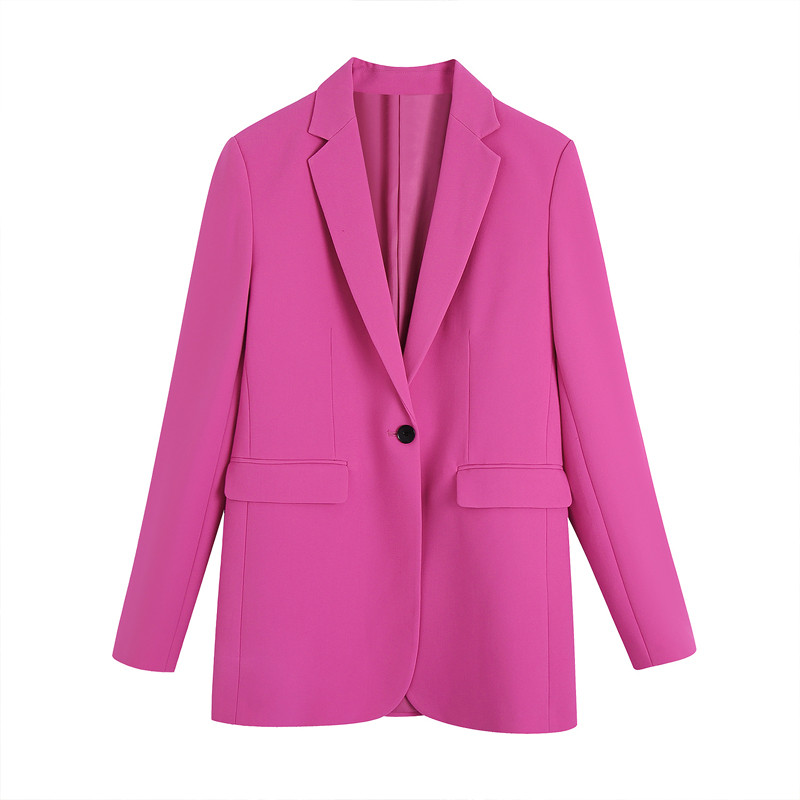 Розов дамски комплект от 2 части Блейзър и панталон 2022 Ново елегантно сако с едно копче, костюм, прав панталон, панталон, Есен INKEO 2O042