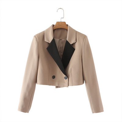 Női 2 részes készlet Blézer zsebek szoknya Khaki őszi öltöny Elegáns Gombos Kabát Rövid kabát ruha Női Koreai Chic INKEO 2O026