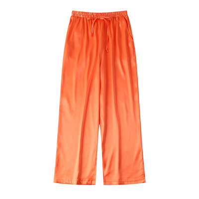 2 részes szett Női tollas blézer nadrág Orange 2022 Fall Soft Satin Elegant Egygombos kabát Széles szárú nadrág Öltöny INKEO 2O070