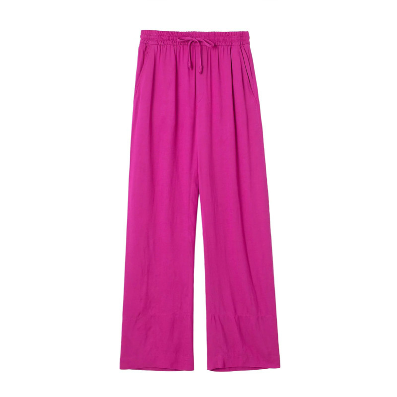 2022 noua colecție costume de damă blazer fucsia moale, elegant, buzunare cu nasturi, blazer și pantaloni elastici în talie Set INKEO 2O100