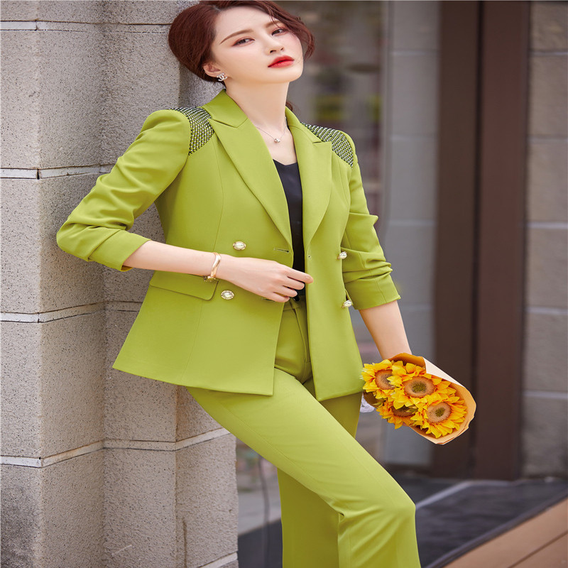 Sacouri de birou pentru dama de dimensiuni plus mari, țesătură de înaltă calitate, toamnă iarnă, stiluri profesionale OL, set de pantaloni pentru femei, pantaloni