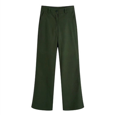 Vintage Office női öltöny nadrág és kabát Spring Green Dupla mellű blézer Elegant Széles szárú nadrág 2 részes szett INKEO 1O270