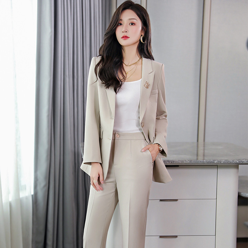 Costume de afaceri formale din țesătură de înaltă calitate pentru femei 2021, toamnă iarnă, stiluri profesionale OL, blazere, set de pantaloni pentru femei