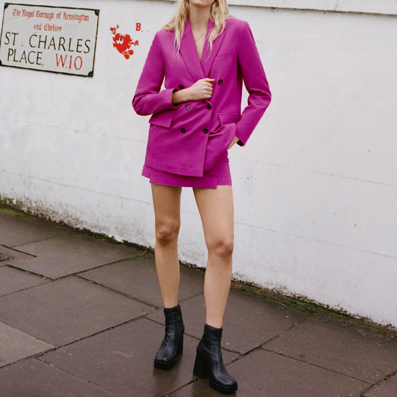 Doamnă de birou Blazer fustă pantaloni scurți Costum Primăvară Mov Set elegant două piese Nasturi Jachetă Îmbrăcăminte Femei Toamna 2022 INKEO 2O022