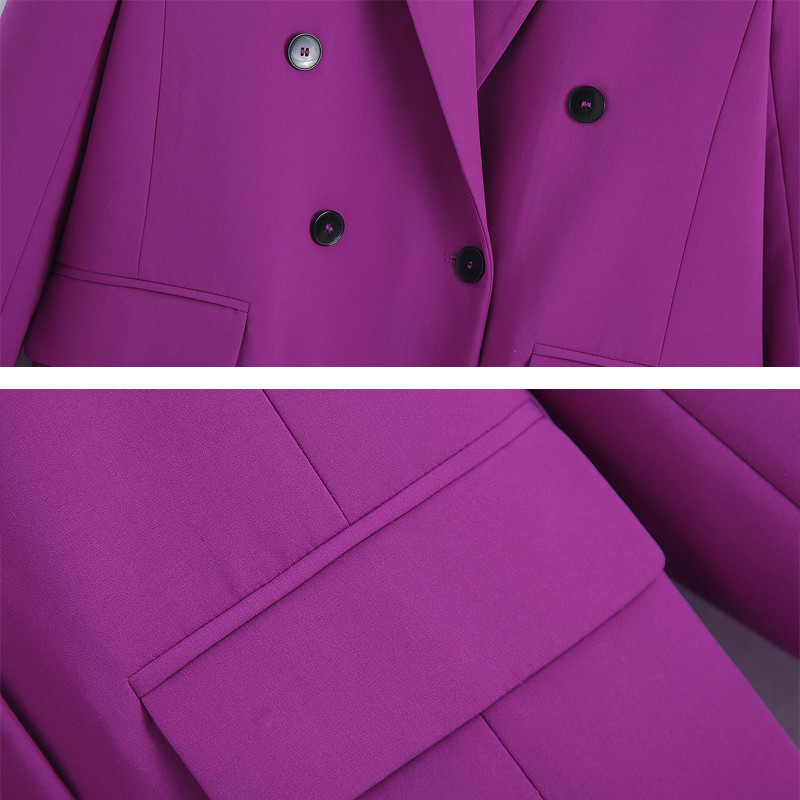 Doamnă de birou Blazer fustă pantaloni scurți Costum Primăvară Mov Set elegant două piese Nasturi Jachetă Îmbrăcăminte Femei Toamna 2022 INKEO 2O022
