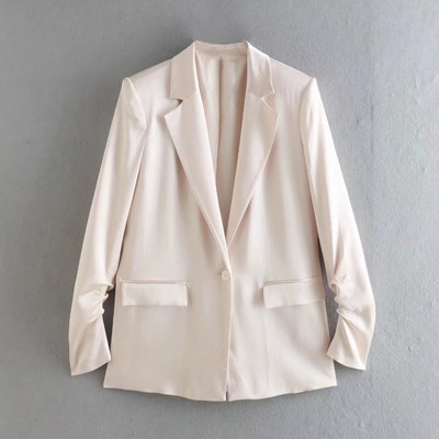 Női öltöny Office lady Szatén blézer és nadrág Nyári őszi pezsgő elegáns Magas derekú Flare nadrág 2 részes szett INKEO 2O065