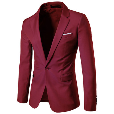 Costume Homme 3 части Slim Fit Бизнес комплект мъжки костюми 1 копче Блейзър Яке Жилетка Панталони Едноцветна сватбена рокля Костюм и панталон