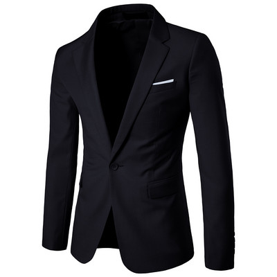 Costume Homme 3 части Slim Fit Бизнес комплект мъжки костюми 1 копче Блейзър Яке Жилетка Панталони Едноцветна сватбена рокля Костюм и панталон