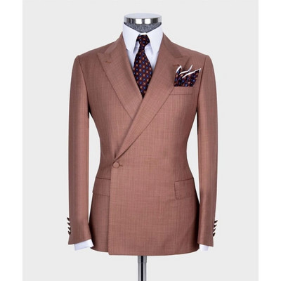 Costume Homme dupla mellű férfi öltönyök egygombos esküvői szmoking Terno Masculino báli vőlegény 2 db vékonyan illeszkedő blézer dzseki + nadrág