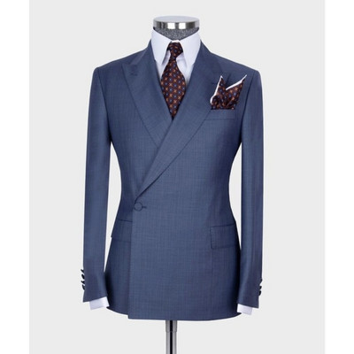 Costume Homme dupla mellű férfi öltönyök egygombos esküvői szmoking Terno Masculino báli vőlegény 2 db vékonyan illeszkedő blézer dzseki + nadrág