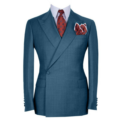 Costume Homme dupla mellű férfi öltönyök egygombos esküvői szmoking Terno Masculino báli vőlegény 2 db vékonyan illeszkedő blézer dzseki + nadrág