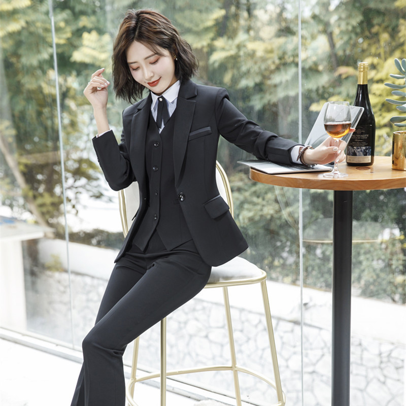 Primăvară Toamnă Femei Business 2 Piese Pantaloni Blazer Set Costume Pantaloni Negri Office Lady Work Formal Jachetă Costum Femei Plus Size 5XL