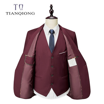 Мъжки костюм 2021 Пролет и есен с високо качество Персонализиран бизнес костюм от три части Тънък голям размер Многоцветен костюм Костюм с две копчета