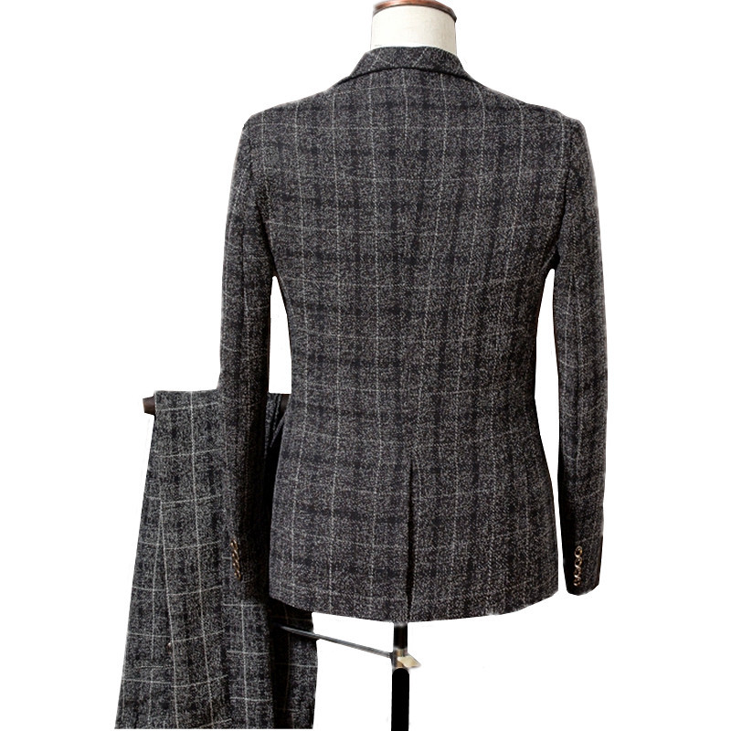 Bărbați Afaceri Formal Slim Fit Nunta Costume de Bal Masculin Boutique Design în carouri Rochie de mire Blazere Jachetă Pantaloni Vestă Set 3 bucăți 4x