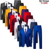 QJ CINGA Királykék férfi öltöny 3 részes (kabát+nadrág+mellény) Fehér Fekete Szürke Piros Terno Masculino Fashion Slim Costume Homme 6xl