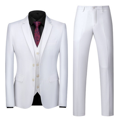 QJ CINGA Királykék férfi öltöny 3 részes (kabát+nadrág+mellény) Fehér Fekete Szürke Piros Terno Masculino Fashion Slim Costume Homme 6xl