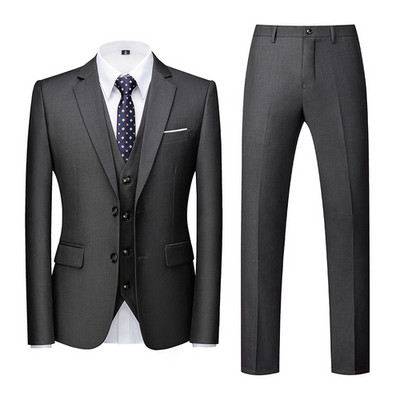 QJ CINGA Királykék férfi öltöny 3 részes (kabát+nadrág+mellény) Fehér Fekete Szürke Piros Terno Masculino Fashion Slim Costume Homme 6xl