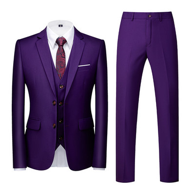 QJ CINGA Királykék férfi öltöny 3 részes (kabát+nadrág+mellény) Fehér Fekete Szürke Piros Terno Masculino Fashion Slim Costume Homme 6xl