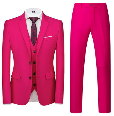 QJ CINGA Királykék férfi öltöny 3 részes (kabát+nadrág+mellény) Fehér Fekete Szürke Piros Terno Masculino Fashion Slim Costume Homme 6xl