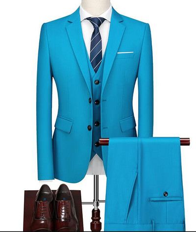 QJ CINGA Királykék férfi öltöny 3 részes (kabát+nadrág+mellény) Fehér Fekete Szürke Piros Terno Masculino Fashion Slim Costume Homme 6xl