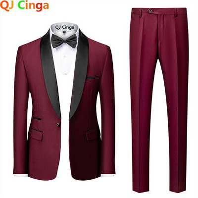 2022-es új fekete férfi kétrészes öltöny (dzseki+nadrág) üzleti esküvői Terno Masculino White Fashion Slim Fit Costume Homme 5xl