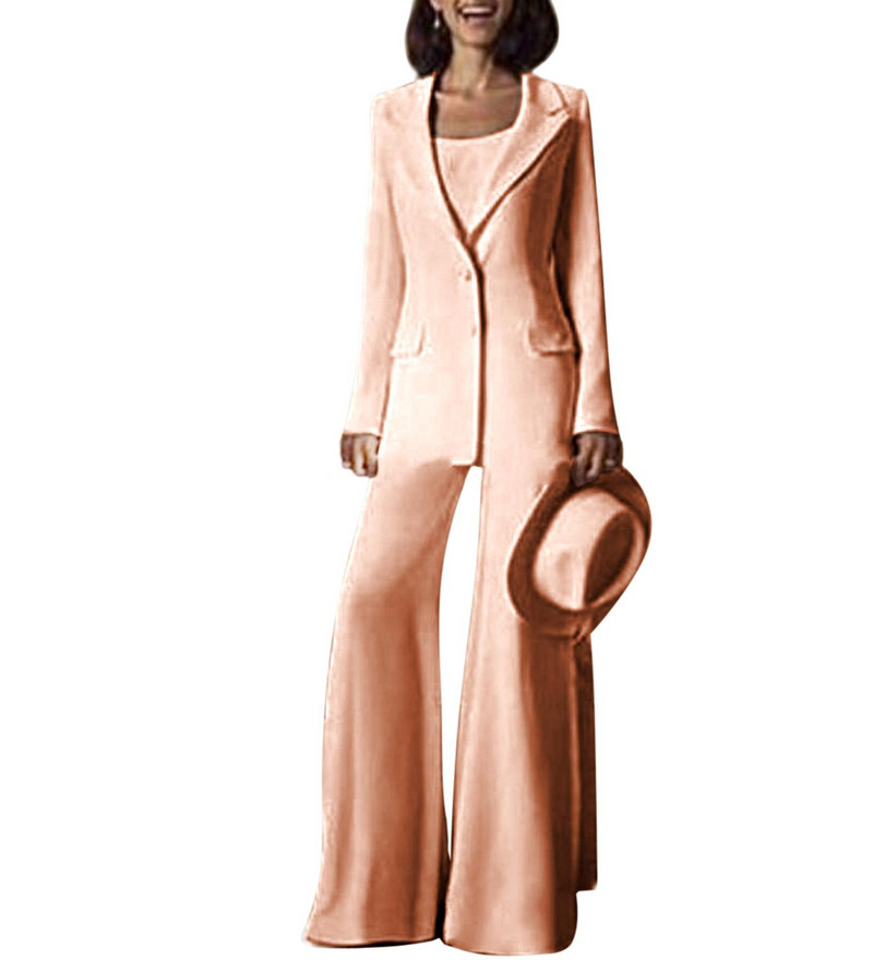 Costum de damă, 2 piese, la modă, cu rever crestat, de toamnă, la un singur piept, pentru femei (jachetă+pantaloni)