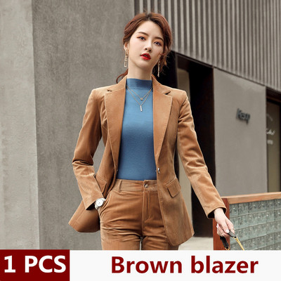 őszi tavaszi öltöny Corduroy Női elegáns blézer nadrág és kabát ruha rövid Üzleti kabát 2 részes készletek női nadrágkosztüm