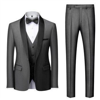 Μαύρο ανδρικό κοστούμι 3 τεμαχίων Business Wedding Terno Masculino Fashion Slim Fit Στολή Homme Μπλε Κόκκινο Γκρι M-4XL 5XL